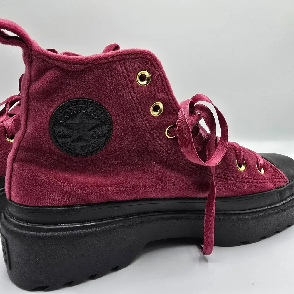 Converse Platform High Top Sneaker Boots Velvet Ribbon Laces‎ Side Zip US 6